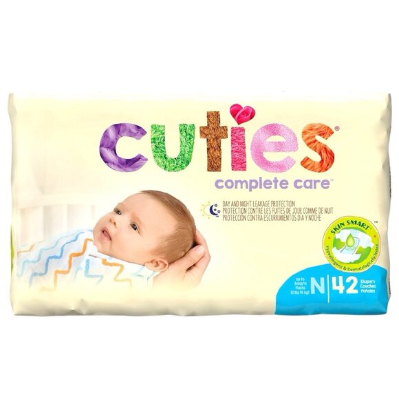 42~Cuties Complete Care Baby Diapers, Size 0 Newborn, 1~Packs of 42 - Picture 1 of 11